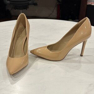 Sam Edelman Hazel Nude Patent Pointed-Toe Stiletto Pump, size 6